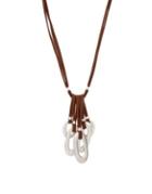 Robert Lee Morris Soho Iridescencece Silver & Leather Chain Long Necklace