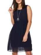 Quiz Pleated Tie-waist Fit-&-flare Dress
