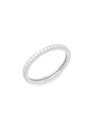 Lord & Taylor 925 Sterling Silver & White Crystal Eternity Wedding Ring