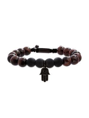 Lord & Taylor Tiger's Eye, Stainless Steel & Crystal Beaded Bracelet