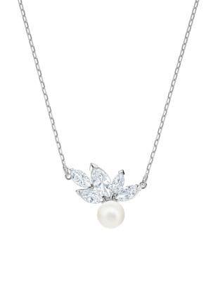 Swarovski Louison Faux Pearl & Crystal Leaf Pendant Necklace