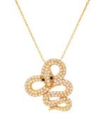 Lord & Taylor Goldplated Pave Snake Pendant Necklace