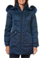 1 Madison Fox Fur-trim Hooded Coat