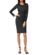 Xscape Textured Asymmetrical-neck Sheath Dress