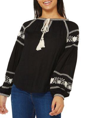 Dorothy Perkins Embroidered Self-tie Boho Top