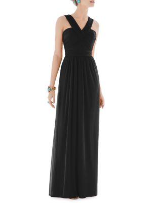 Alfred Sung Shirred Chiffon Gown