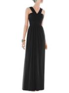 Alfred Sung Shirred Chiffon Gown