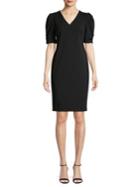Calvin Klein V-neck Puff-sleeve Sheath Dress