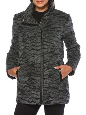 Rafaella Animal-print Plush Zip-front Jacket