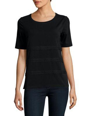 Lord & Taylor Plus Textured Stripe Short-sleeve Tee