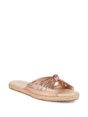 Imnyc Isaac Mizrahi Rose Knotted Leather Slides
