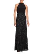 Adrianna Papell Sleeveless Sequined A-line Gown