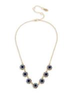 Miriam Haskell Goldtone & Blue Crystal Floral Necklace