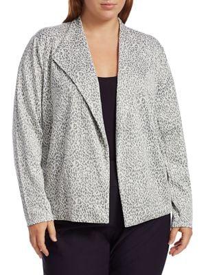 Nic+zoe Plus Leo Animal-print Knit Jacket