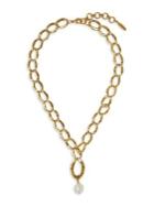 Sole Society Goldtone, Opal & Freshwater Pearl Hammered Link Necklace