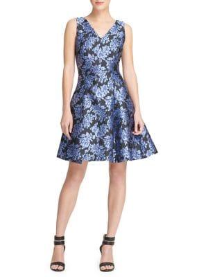 Donna Karan Floral Jacquard Fit-&-flare Dress