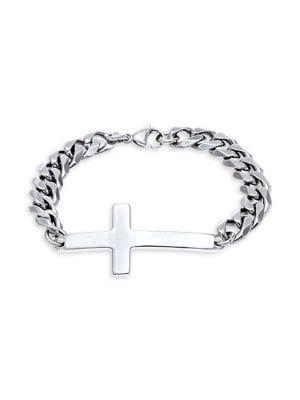 Lord & Taylor Men's Stainless Steel Sideways Cross Station Bracelet