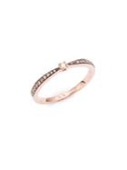 Lord & Taylor 14k Rose Gold Diamond And Brown Diamond Ring