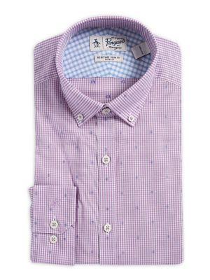 Penguin Slim-fit Dobby Gingham Button-collar Dress Shirt