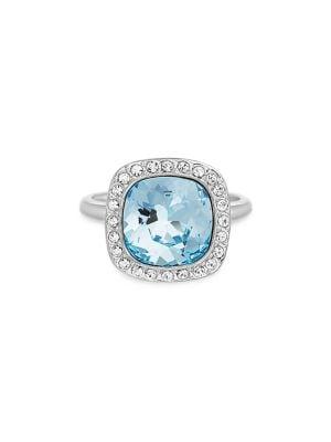 Lord & Taylor 925 Sterling Silver & Aquamarine Swarovski Crystal Engagement Ring