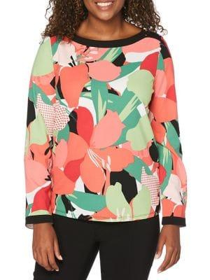 Rafaella Printed Long-sleeve Top