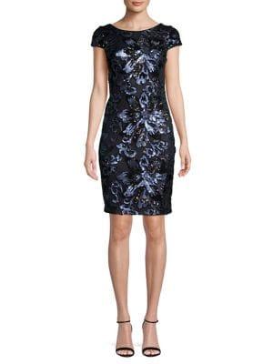 Calvin Klein Floral Sequined Sheath Dress
