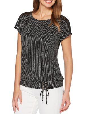 Rafaella Printed Lace-up Hem Tee