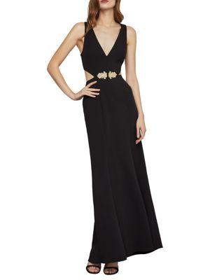 Bcbgmaxazria Brooch-trimmed Cutout Gown