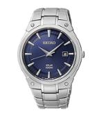 Seiko Mens Stainless Steel Round Watch With Navy Dial