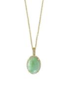 Effy Diamond, Green Jade And 14k Yellow Gold Pendant Necklace, 0.14tcw