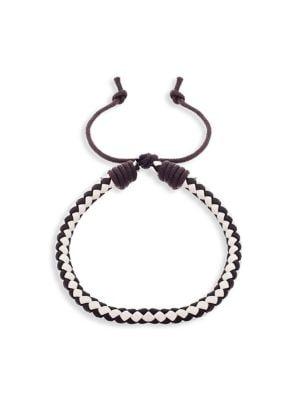 Lord & Taylor Men's Ivory Braided Vegan Leather Adjustable Bracelet