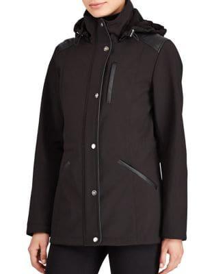 Lauren Ralph Lauren Faux Leather Trim Hooded Coat