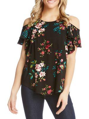 Karen Kane Embroidered Ruffle-sleeve Top