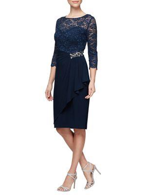 Alex Evenings Plus Embellished Lace Shift Dress