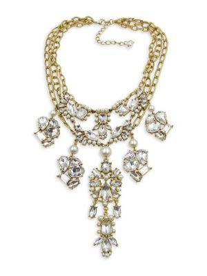 Belle By Badgley Mischka Crystal And Faux Pearl Statement Necklace
