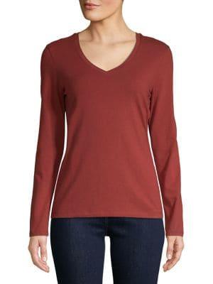 Lord & Taylor Long-sleeve Essential V-neck Tee