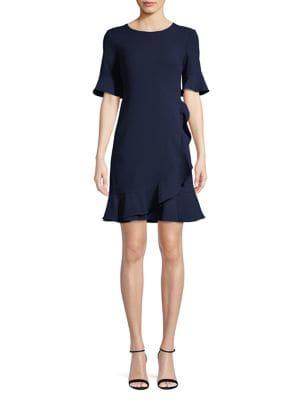 Karl Lagerfeld Paris Asymmetrical Ruffle-trimmed Shift Dress