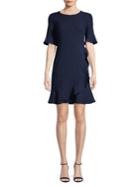 Karl Lagerfeld Paris Asymmetrical Ruffle-trimmed Shift Dress
