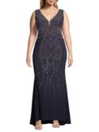 Xscape Plus Beaded Embellished Evening Gown