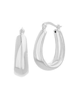 Lord & Taylor Tapered Sterling Silver Oval Hoop Earrings