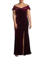 Xscape Plus Off-the-shoulder Velvet Gown