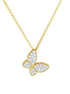 Roberto Coin Princess Treasures Diamond, 18k Yellow Gold And 18k White Gold Butterfly Pendant Necklace