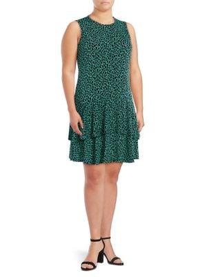 Michael Michael Kors Plus Plus Mini-dot Ruffle-hem Dress