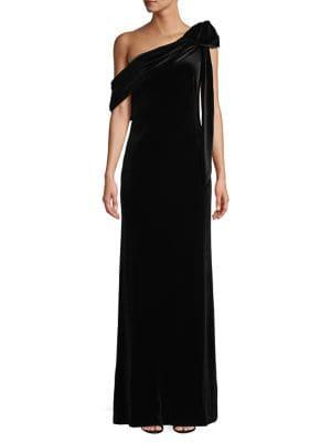 Tadashi Shoji Velvet One-shoulder Evening Gown