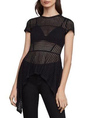 Bcbgmaxazria Lace Asymmetric Peplum Top