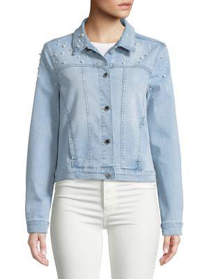 Ivanka Trump Faux Pearl-embellished Denim Jacket