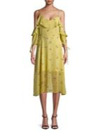 Design Lab Lord & Taylor Floral Cold-shoulder Ruffle Dress