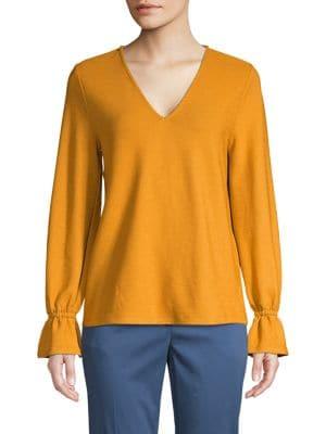 Michael Michael Kors Ruffled-cuff V-neck Top