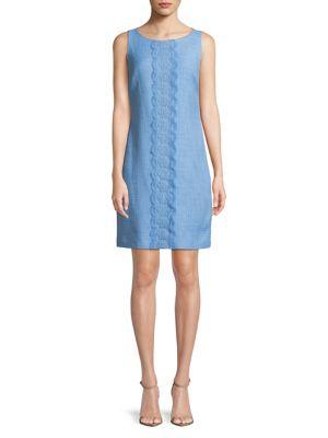 Karl Lagerfeld Paris Embroidered Tweed Shift Dress