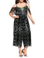 City Chic Plus Morocco Cold-shoulder Jumpsuit